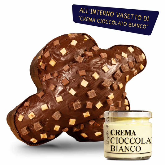 Colomba ai tre cioccolati + vasetto di cioccolato bianco PRODOTTO ARTIGIANALE